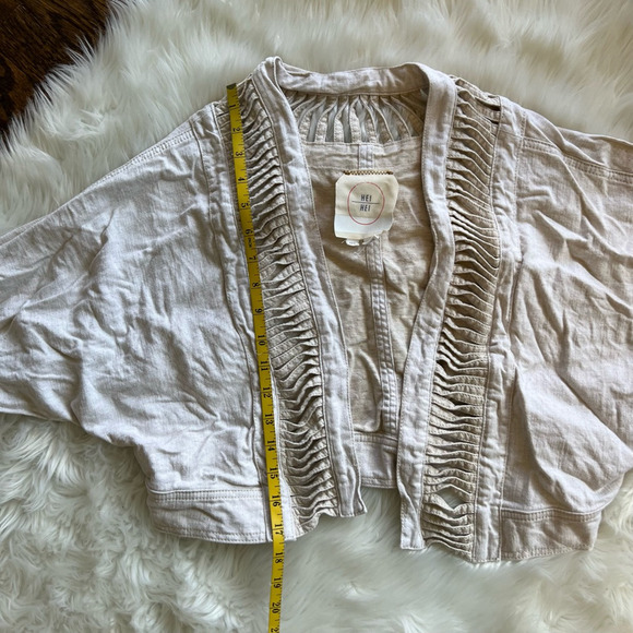 Anthropologie Hei Hei Womens Cropped Jacket Ivory Open Front Stretch Cut Out XS - Picture 3 of 8